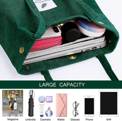 2Pcs Corduroy Tote Bag for Women,Cute Tote Bags, Shoulder Handbags School Shopping Bag for Girls Women for Mother'S Day Gift