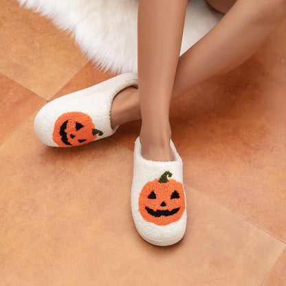Halloween Slippers for Women Perfect Soft Plush Comfy Warm Slip-On Cute Womens Slippers Indoor Fluffy House Slippers for Women and Men Non-Slip Fuzzy Flat Slides