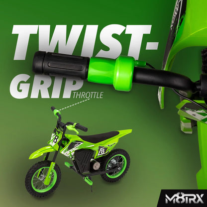 Green 12V Mini Electric Child Dirt Bike, Battery Powered Toy Motorcycle, Kids Ride On, Ages 5 Years and Up